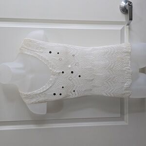 BETTE PAIGE WHITE CROCHET TANK TOP‎ SIZE MEDIUM